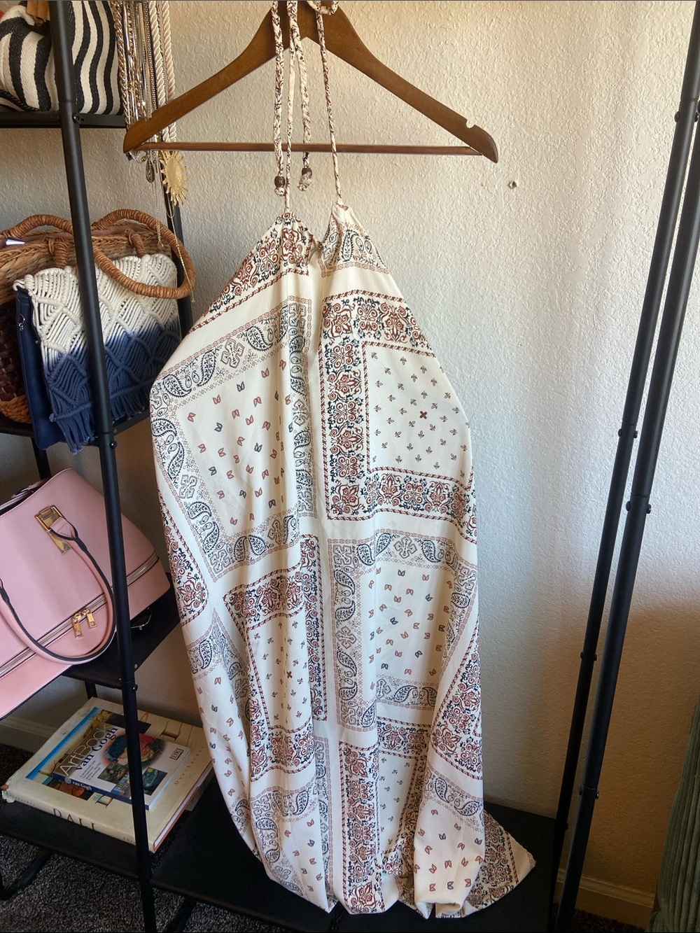 Boho Paisley Print Cotton Throw - Cream and Brown